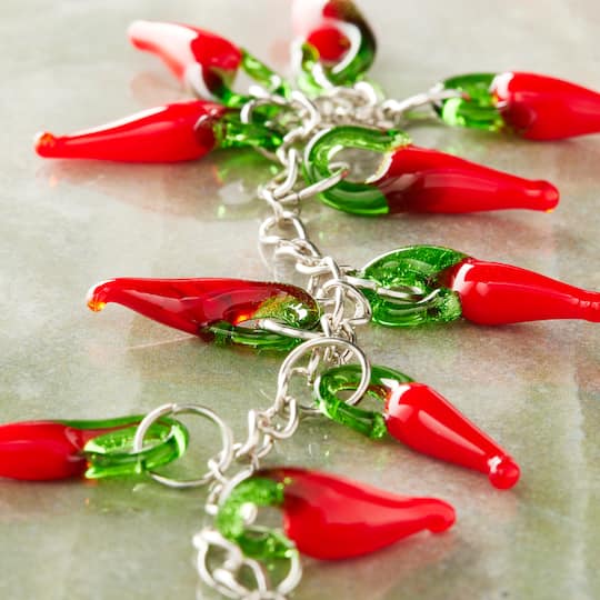12 Pack: Glass Hot Chili Pepper Beads, 19mm by Bead Landing™